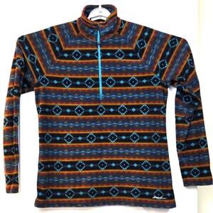 Eddie Bauer Aztec Print Fleece Quarter Zip Pullover Women’s Large Warm